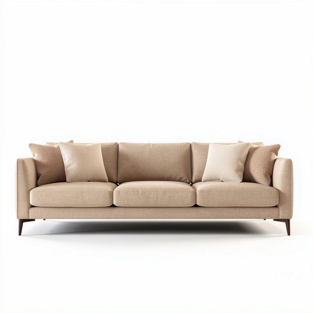 Sofa trzyosobowa w kolorze beżowym z poduszkami 200 x 90 x 85cm