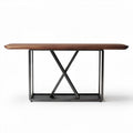 Stolik konsolowy z drewnianym blatem i metalową podstawą 150 x 50 x 75cm